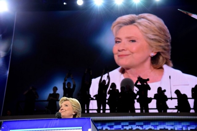 Hillary Clinton speaks on the Boardwalk in Atlantic City N.J. on July 6