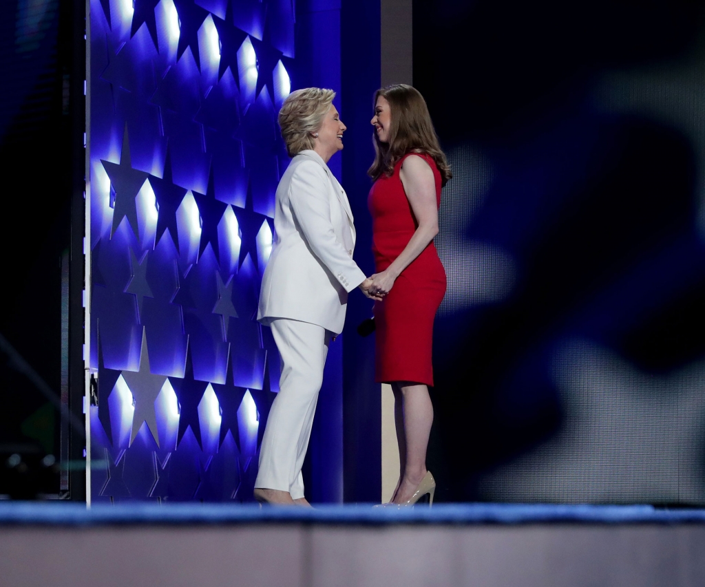 Hillary Clinton stepped on stage after being introduced by daughter Chelsea