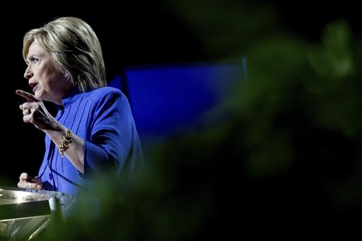 Democratic presidential candidate Hillary Clinton speaks at the 107th National Association for the Advancement of Colored People annual convention at the Duke Energy Convention Center in Cincinatti Monday