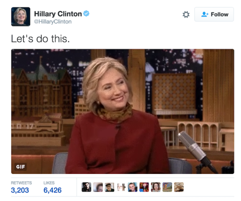 Presumptive Democratic presidential nominee Hillary Clinton tweeted after