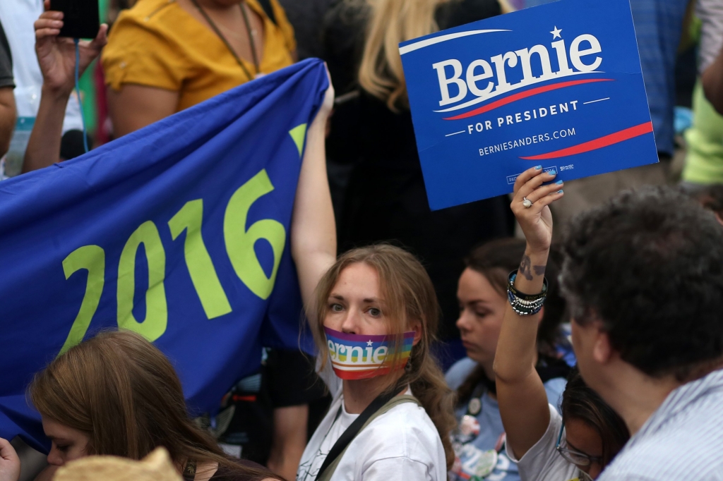 Philadelphia 062616 Dozens of Bernie Sanders protesters interrupted the media center with a silence protest they claim that elections were sold. Miguel Martinez  MundoHispanico