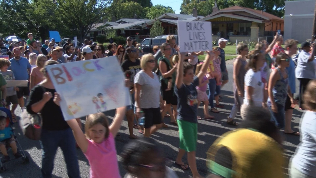 Hundreds of protesters for Black Lives Matter rallied and shut down part of Broadway on Sunday evening