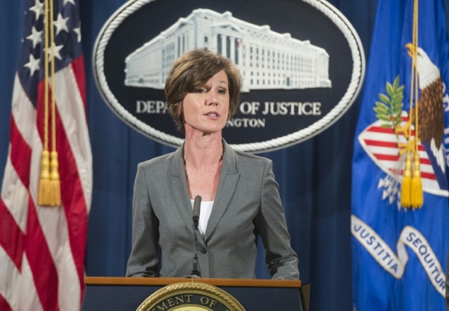 Deputy Attorney General Sally Yates speaks during a press conference to announce environmental and consumer relief in the Volkswagen litigation at the Depart