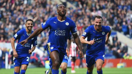 Image Text
 LEADER OF THE PACK Wes Morgan celebrates a goal last term