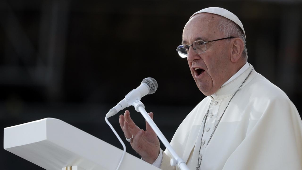 In a speech the Pope has rebuked alienated youths who spend the day slouching on a sofa