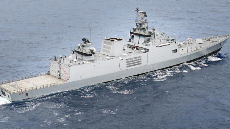 INS Sahyadri sails out from Port Blair and rushes for search and rescue operation of missing IAF plane AN-32