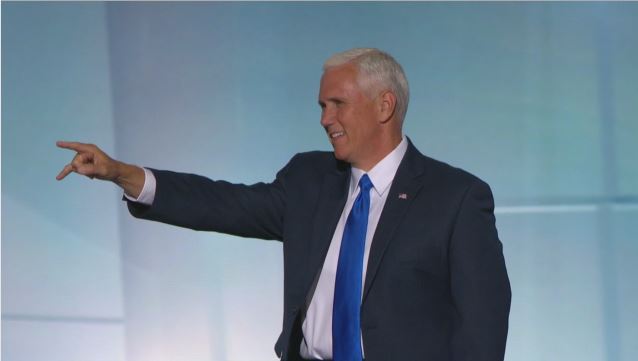 Indiana Gov. Mike Pence accepts the Republican nomination for vice president Wednesday