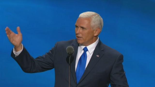 Indiana Gov. Mike Pence delivers a speech during a campaign rally for Donald Trump in Westfield Ind. on Tuesday