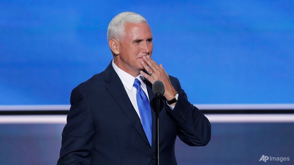 Indiana governor Mike Pence addressing the Republican Convention in Cleveland on Wednesday.     
   Enlarge  Caption