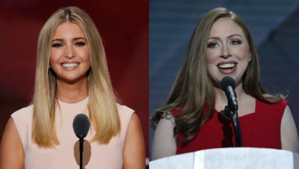 Ivanka Trump and Chelsea Clinton at their parent