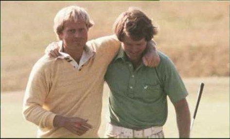 Jack Nicklaus and Tom Watson after the 1977 British Open at Turnberry that is knows as the'Duel in the Sun