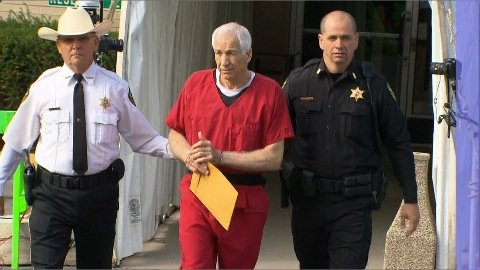 Jerry Sandusky departs court after sentencing on Tuesday