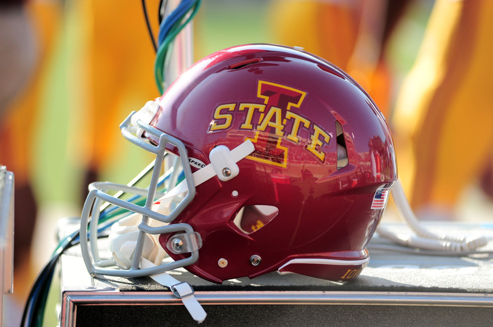 10 October 2015 An Iowa State helmet during 66- 31 loss to the Red Raiders at Jones AT&T Stadium in Lubbock Texas