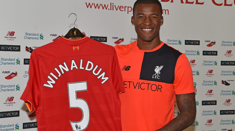 LIVERPOOL ENGLAND- JULY 22  Georginio Wijnaldum of Liverpool after signing his contract at Melwood Training Ground