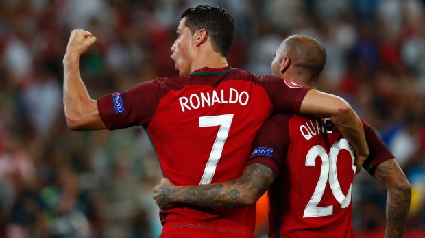 Cristiano Ronaldo celebrates Portugal's quarterfinal win at Euro 2016