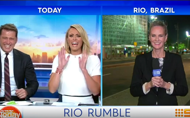 Karl Stefanovic turned the mugging of a Channel 9 news crew in Rio into a joke segment about 'trannies'