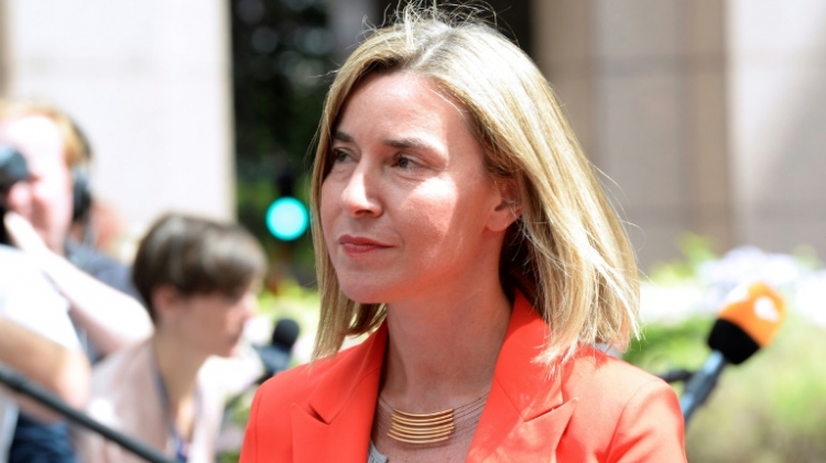 EU's High representative for foreign affairs and security policy Federica Mogherini arrives before an EU summit meeting