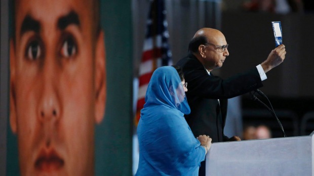 Khizr Khan whose son Humayun was killed serving in the US Army challenges Republican presidential nominee Donald Trump