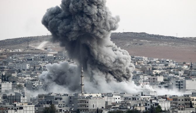 Kobani Syria October-2014 air strike