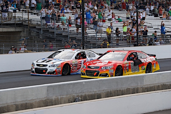 Tony Stewart and Jeff Gordon took their final lap at Indianapolis Motor Speedway side by side after Sunday's race