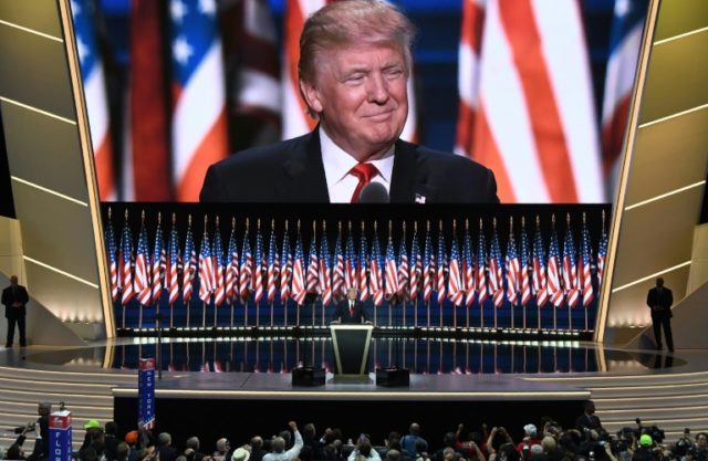 US Republican presidential candidate Donald Trump speaks on the last day of the Republican National Convention in Cleveland Ohio