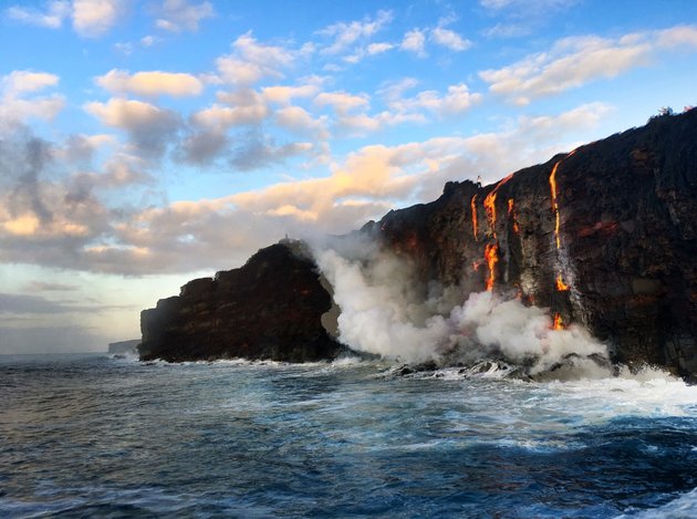 Lava Ocean Tours
Lava flows into the ocean in Hawaii