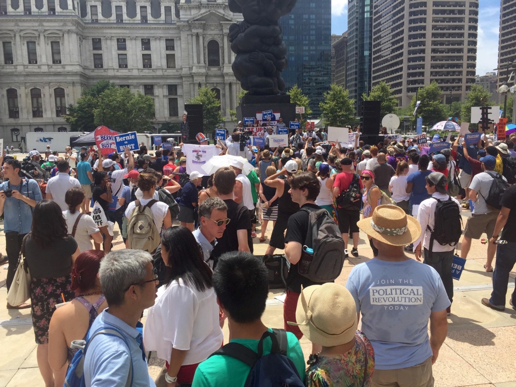 Across from the Pennsylvania Convention Center where caucuses and councils are held a passionate'Bernie-or-Bust protest attracted a few hundred people. Are these protesters representative of the entire community of Sanders&#039 supporters