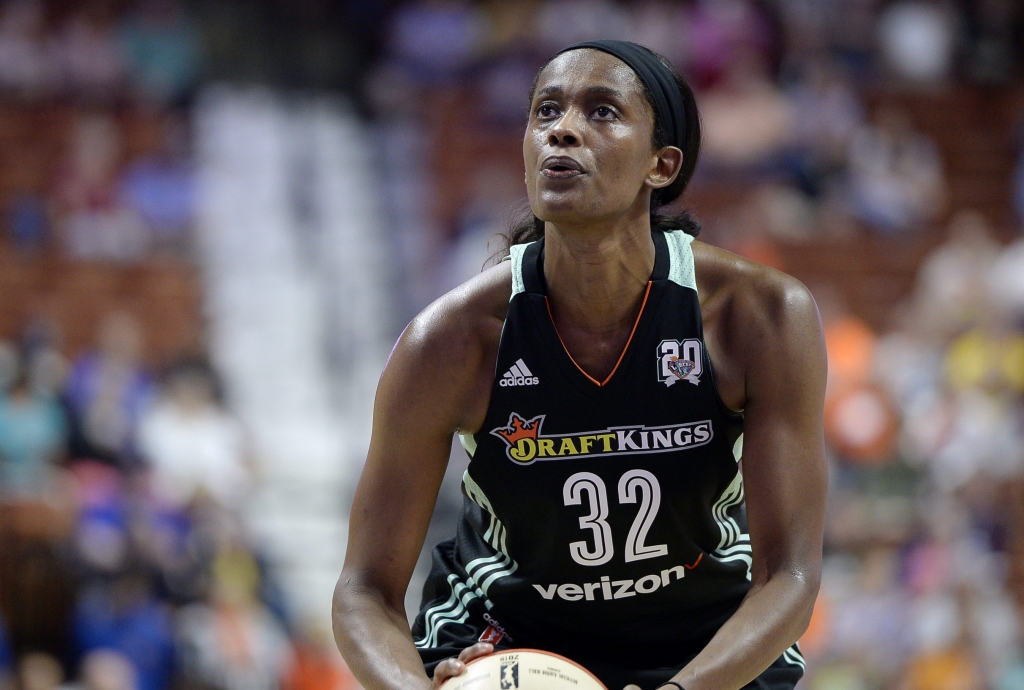 New York Libertyís Swin Cash during the first half of a WNBA basketball game Thursday