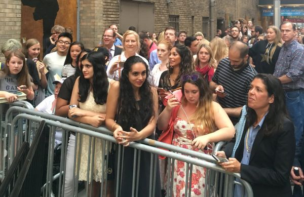 People line up outside the Richard Rodgers Theater