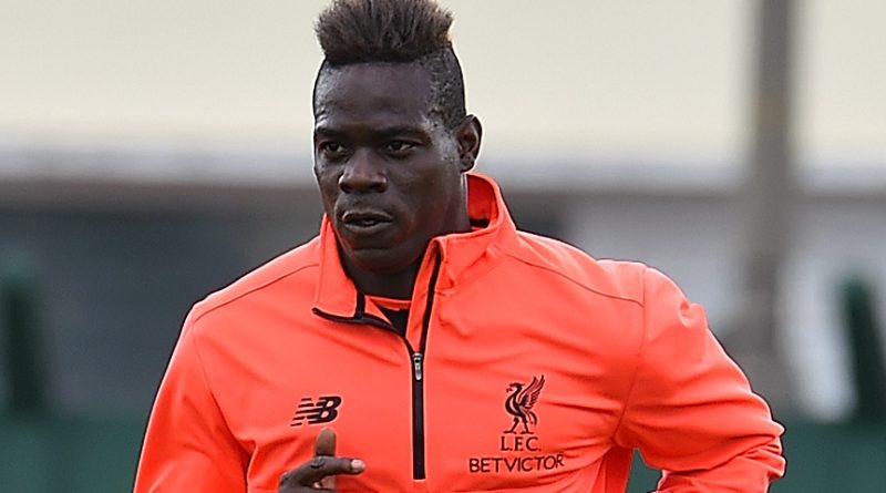 LIVERPOOL ENGLAND- JULY 05 Mario Balotelli and Roberto Firmino of Liverpool duringa training session at Melwood Training Ground