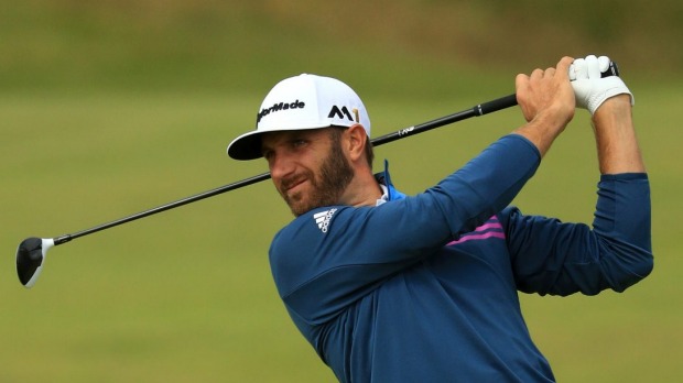 US Open winner Dustin Johnson of the United States plays a shot on the 6th hole during a practice