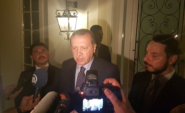 MUGLA TURKEY- JULY 16 President of Turkey Recep Tayyip Erdogan speaks to media in Marmaris District of Mugla Turkey