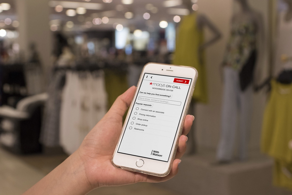 Inc. the department store's new mobile tool is demonstrated. Macy ™s is testing a new mobile tool that uses artificial intelligence to help customers navigate throughout the store. It comes as the nat