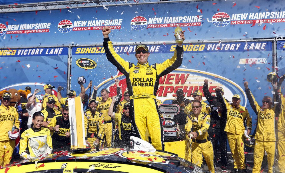 Matt Kenseth celebrates after his Sprint Cup victory Sunday at New Hampshire Motor Speedway