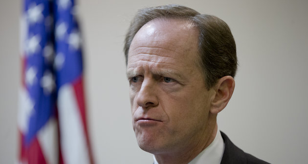 Matt Rourke  Associated Press
Sen. Pat Toomey didn't have a response when he was asked to describe his party's presumptive presidential nominee