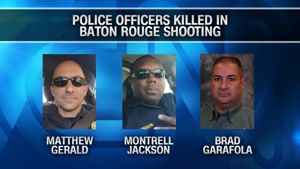 Matthew Gerald Montrell Jackson and Brad Garafola were the officers killed Sunday morning in the shootout in Baton Rouge