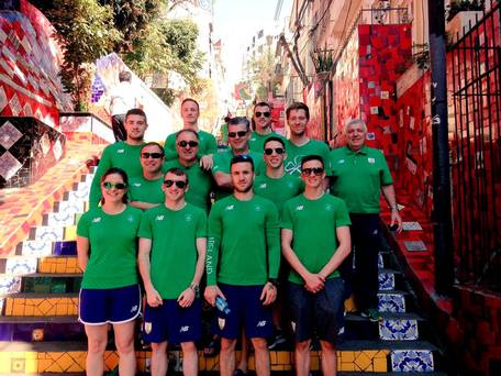 Members of the Irish Olympic team – including boxers Michael Conlan and Paddy Barnes – on the Selaron Steps in Rio Brazil yesterday