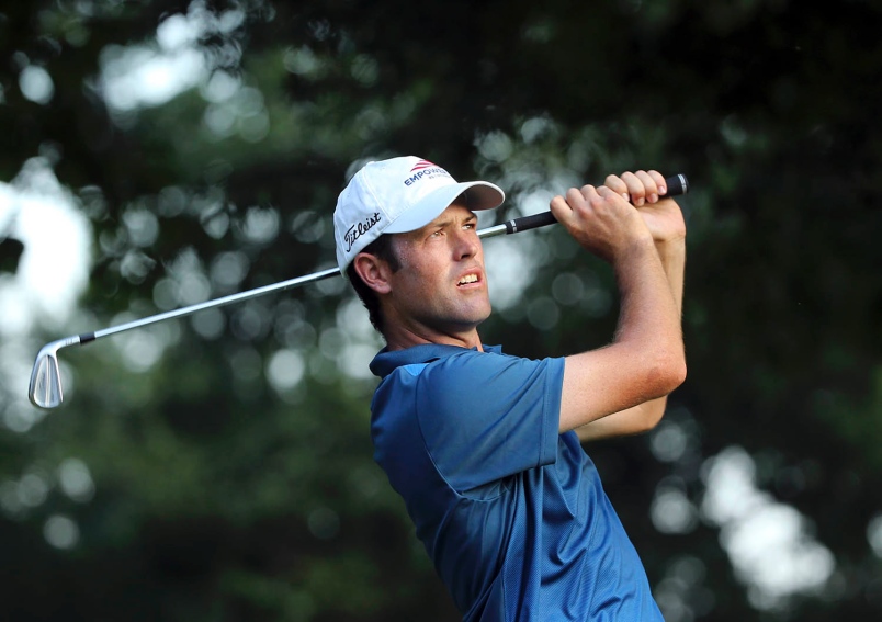 Robert Streb watches his tee shot on the eighth hole Friday during the second round of the PGA Championship in Springfield