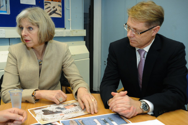 Theresa May with David Morris. PIC BY ROB LOCK