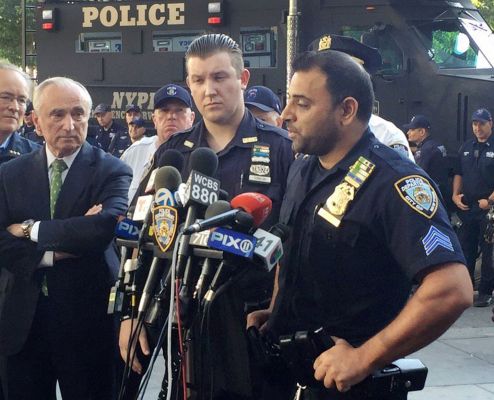 NYPD Sgt. Hameed Armani right and Officer Peter