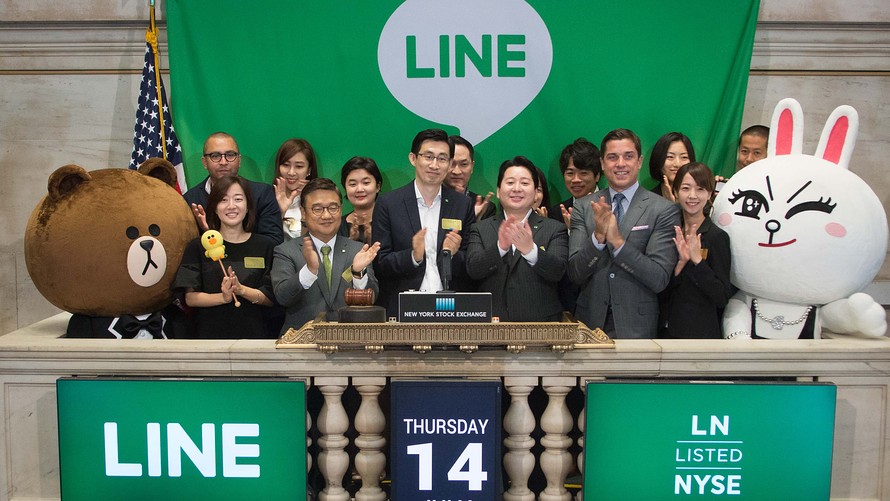 NYSE              Executives from Line along with two of the company’s characters kick off the company’s first day of trading