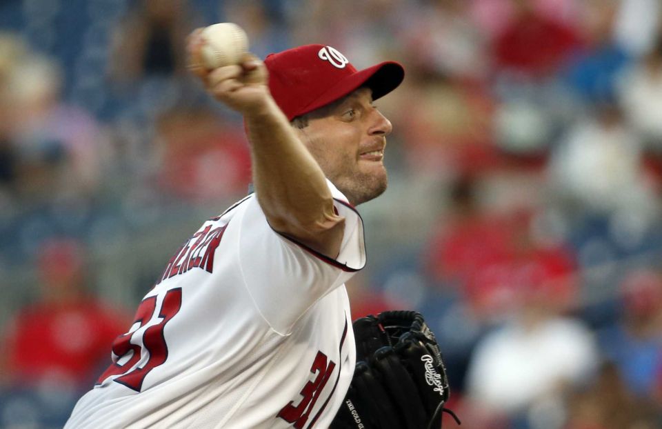 Washington Nationals starting pitcher Max Scherzer throws during