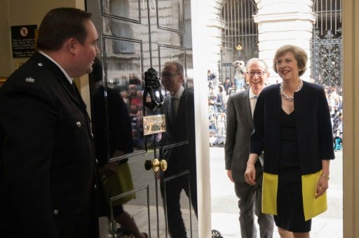 New British Prime Minister Theresa May speaks to the media outside her official residence 10 Downing Street in London