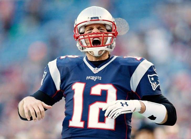 Jan 16 2016 Foxborough MA USA New England Patriots quarterback Tom Brady reacts before the game against the Kansas City Chiefs in the AFC Divisional round playoff game at Gillette Stadium. Mandatory Credit Greg M. Cooper-USA TODAY Sports  File P