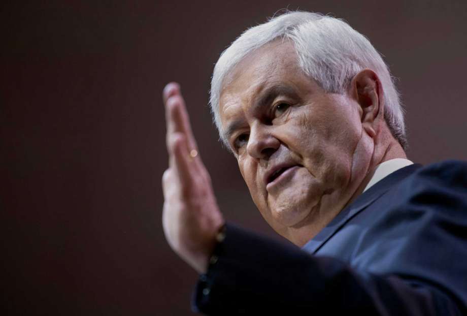 Former House Speaker Newt Gingrich addressing the Conservative Political Action Conference annual meeting in National Harbor