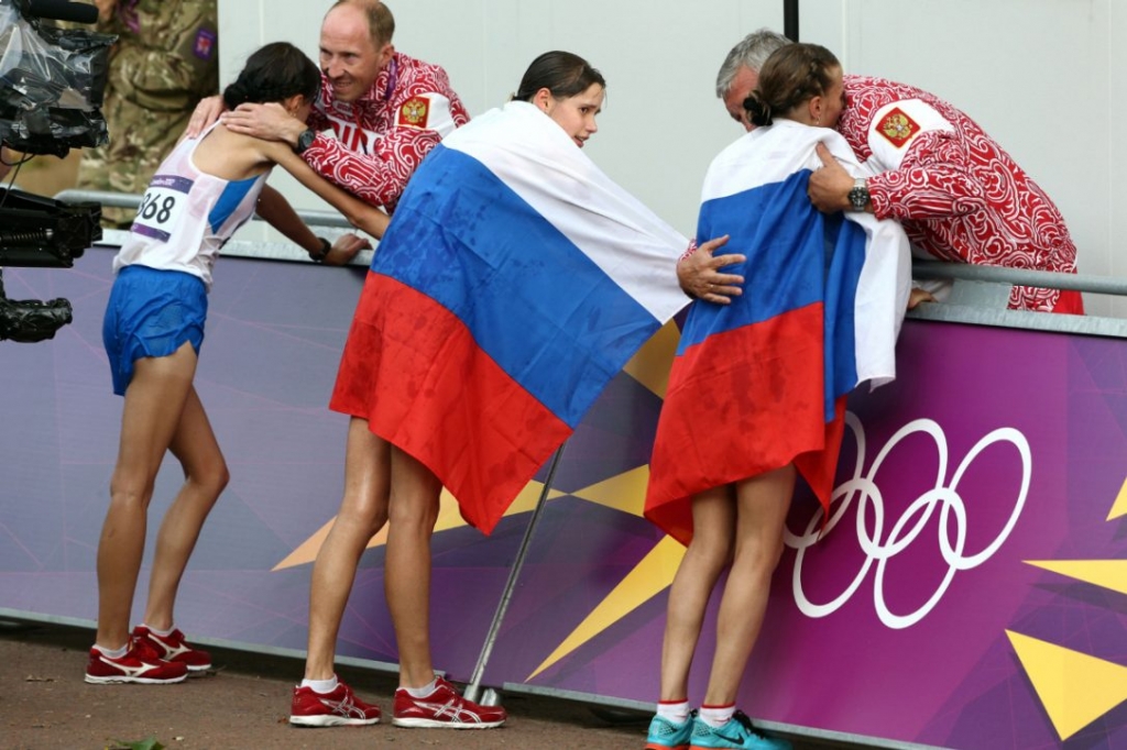 Russian athletes following the 20-kilometre race walk at the 2012 Summer Olympics in London England. The International Olympic Committee’s ruling executive board met on Sunday to decide agaisnt more sanctions following new allegations of a government-b