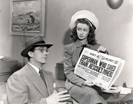 Noel Neill as Lois Lane alongside Kirk Alyn as Clark Kent in Superman