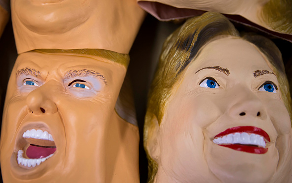 Rubber Masks Of Hilary Clinton And Donald Trump Manufactured In Japan