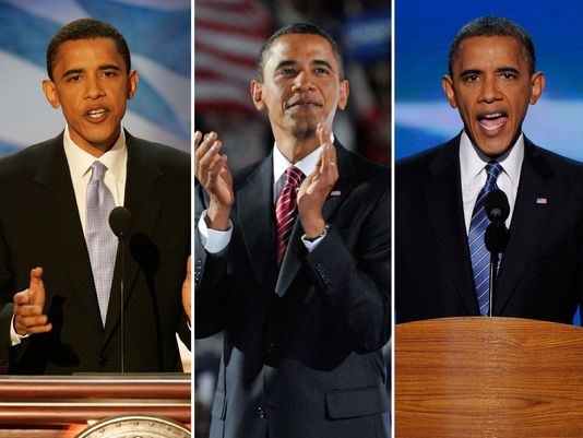 Obama's convention speeches in 2004 2008 and 2012