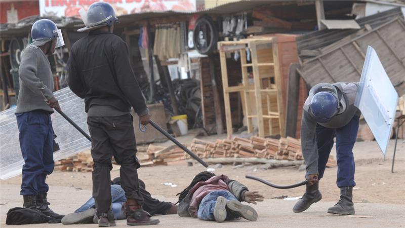 Officers used batons tear gas and water cannon to disperse the crowds